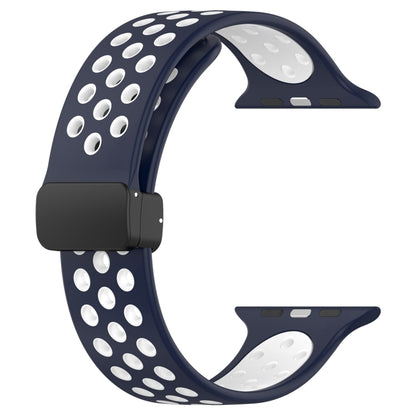 For Apple Watch Ultra 2 49mm Magnetic Buckle Silicone Watch Band(Navy White) - Watch Bands by PMC Jewellery | Online Shopping South Africa | PMC Jewellery