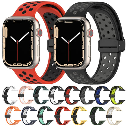 For Apple Watch SE 2023 40mm Magnetic Buckle Silicone Watch Band(Olive Black) - Watch Bands by PMC Jewellery | Online Shopping South Africa | PMC Jewellery