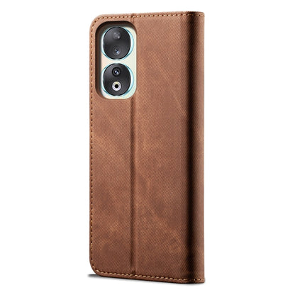 For Honor 90 Denim Texture Flip Leather Phone Case(Brown) - Honor Cases by PMC Jewellery | Online Shopping South Africa | PMC Jewellery | Buy Now Pay Later Mobicred