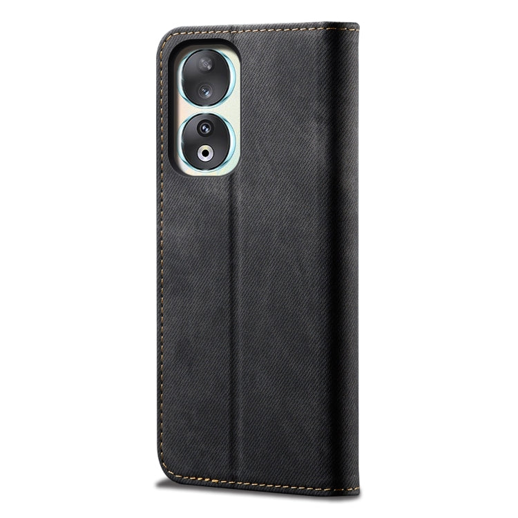 For Honor 90 Pro Denim Texture Flip Leather Phone Case(Black) - Honor Cases by PMC Jewellery | Online Shopping South Africa | PMC Jewellery | Buy Now Pay Later Mobicred