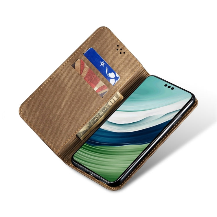 For Honor X6A Denim Texture Flip Leather Phone Case(Khaki) - Honor Cases by PMC Jewellery | Online Shopping South Africa | PMC Jewellery | Buy Now Pay Later Mobicred