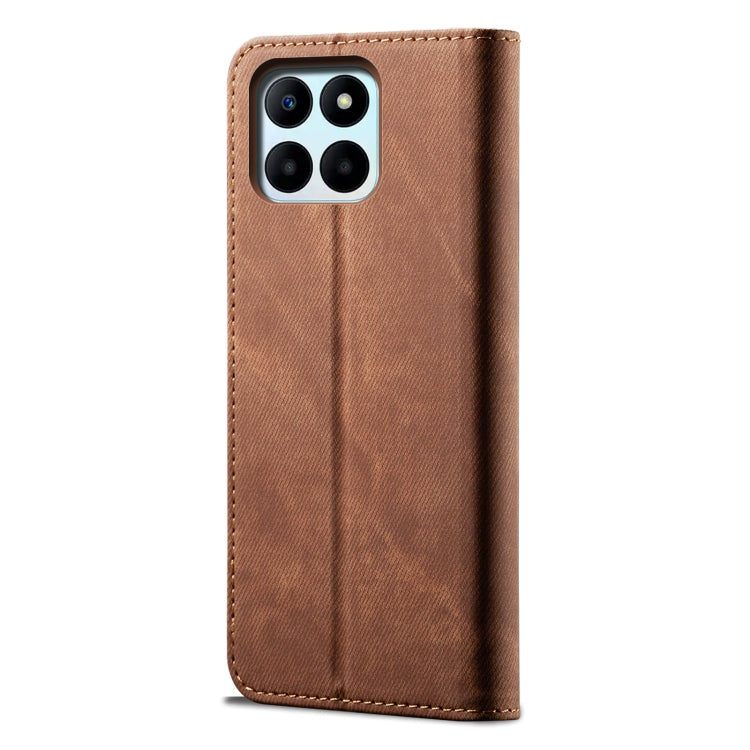 For Honor X8 5G / X6 4G Foreign Denim Texture Flip Leather Phone Case(Brown) - Honor Cases by PMC Jewellery | Online Shopping South Africa | PMC Jewellery | Buy Now Pay Later Mobicred