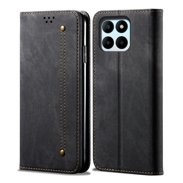 For Honor X8 5G / X6 4G Foreign Denim Texture Flip Leather Phone Case(Black) - Honor Cases by PMC TechLife | Online Shopping South Africa | PMC TechLife | Buy Now Pay Later Mobicred