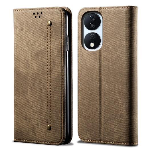 For Honor Play 8T 5G / X7b Denim Texture Flip Leather Phone Case(Khaki) - Honor Cases by PMC Jewellery | Online Shopping South Africa | PMC Jewellery | Buy Now Pay Later Mobicred