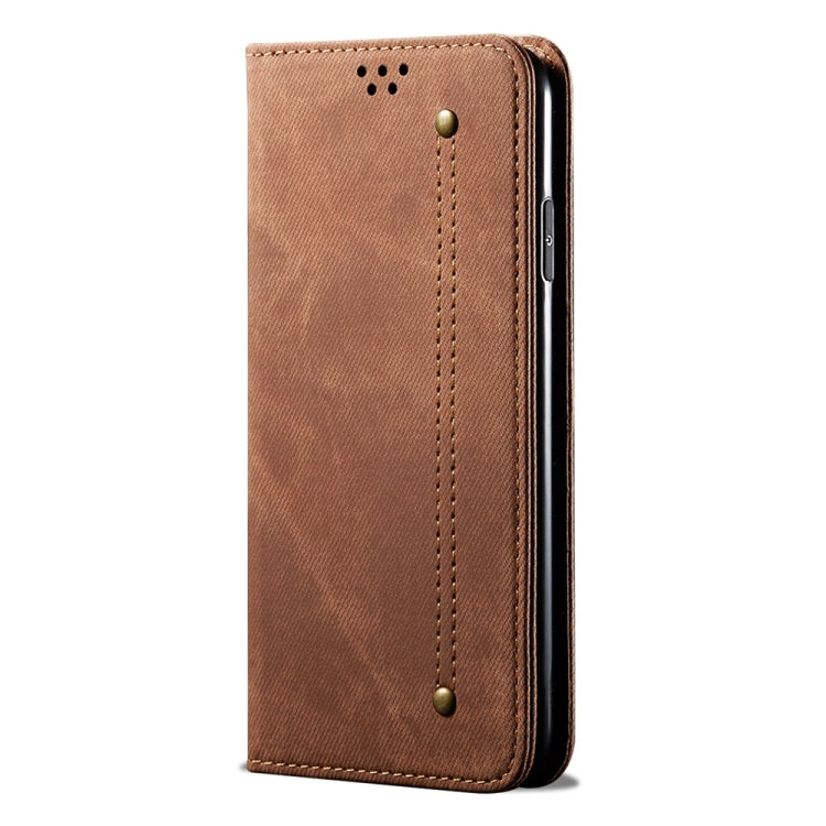 For Honor Play 8T 5G / X7b Denim Texture Flip Leather Phone Case(Brown) - Honor Cases by PMC TechLife | Online Shopping South Africa | PMC TechLife | Buy Now Pay Later Mobicred