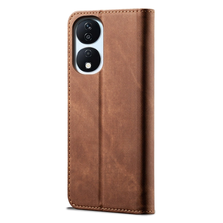 For Honor Play 8T 5G / X7b Denim Texture Flip Leather Phone Case(Brown) - Honor Cases by PMC TechLife | Online Shopping South Africa | PMC TechLife | Buy Now Pay Later Mobicred
