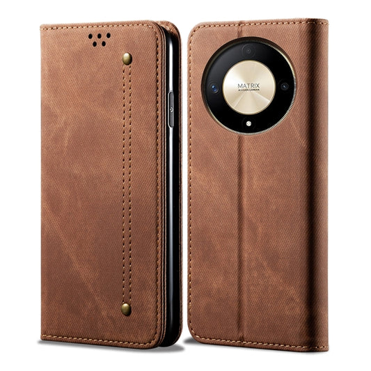 For Honor Magic6 Lite / X9b 5G Denim Texture Flip Leather Phone Case(Brown) - Honor Cases by PMC Jewellery | Online Shopping South Africa | PMC Jewellery | Buy Now Pay Later Mobicred