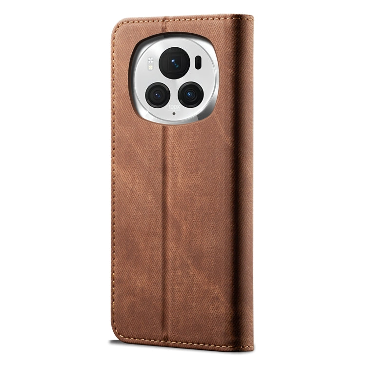 For Honor Magic6 Denim Texture Flip Leather Phone Case(Brown) - Honor Cases by PMC TechLife | Online Shopping South Africa | PMC TechLife | Buy Now Pay Later Mobicred