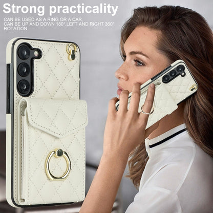 For Samsung Galaxy S24 5G Rhombic Texture Card Bag Phone Case with Long Lanyard(White) - Galaxy S24 5G Cases by PMC Jewellery | Online Shopping South Africa | PMC Jewellery | Buy Now Pay Later Mobicred