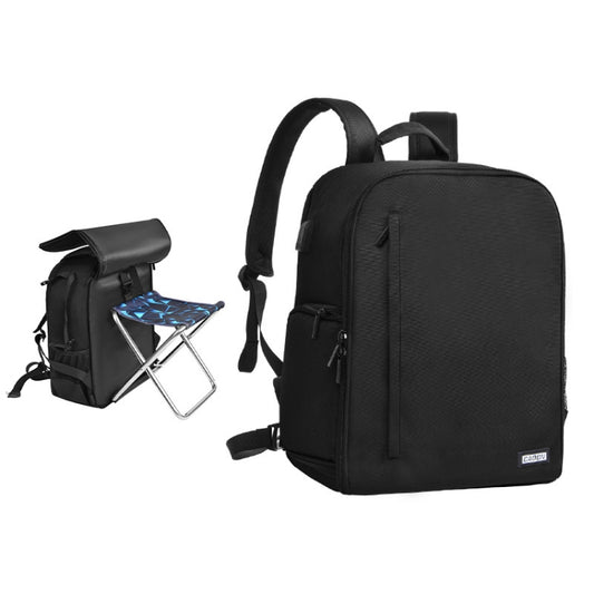 CADeN D6 VII Camera Backpack Shoulders Nylon Camera Lens Bag with Folding Chair, Size:41.5 x 31.5 x 16.5m(Black) - Backpack by CADeN | Online Shopping South Africa | PMC Jewellery | Buy Now Pay Later Mobicred