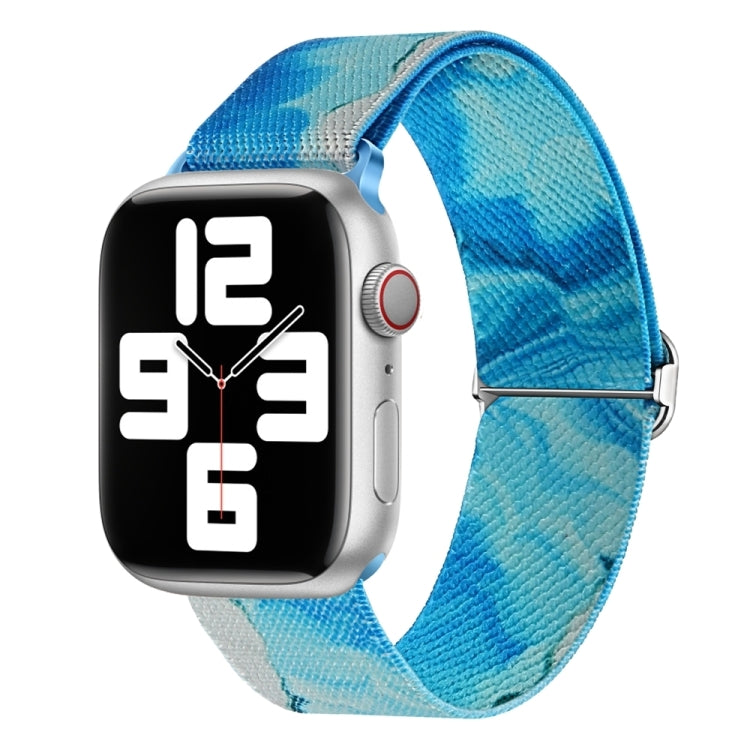 For Apple Watch 9 45mm Painted Pattern Nylon Replacement Watch Band(Ocean Blue) - Watch Bands by PMc TechLife | Online Shopping South Africa | PMc TechLife | Buy Now Pay Later Mobicred