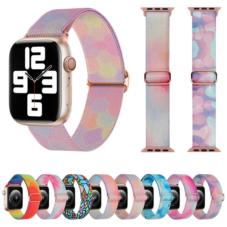 For Apple Watch SE 44mm Painted Pattern Nylon Replacement Watch Band(Geometric Rainbow) - Watch Bands by PMc TechLife | Online Shopping South Africa | PMc TechLife | Buy Now Pay Later Mobicred