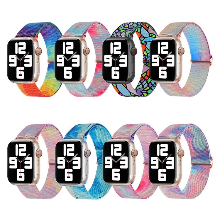 For Apple Watch 9 45mm Painted Pattern Nylon Replacement Watch Band(Liquid Colorful) - Watch Bands by PMc TechLife | Online Shopping South Africa | PMc TechLife | Buy Now Pay Later Mobicred
