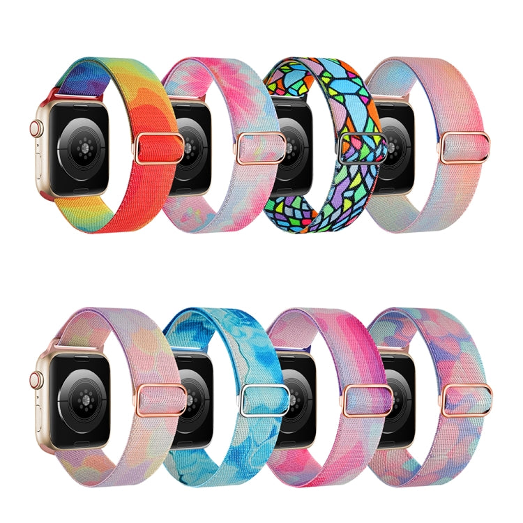 For Apple Watch 3 38mm Painted Pattern Nylon Replacement Watch Band(Geometric Rainbow) - Watch Bands by PMc TechLife | Online Shopping South Africa | PMc TechLife | Buy Now Pay Later Mobicred
