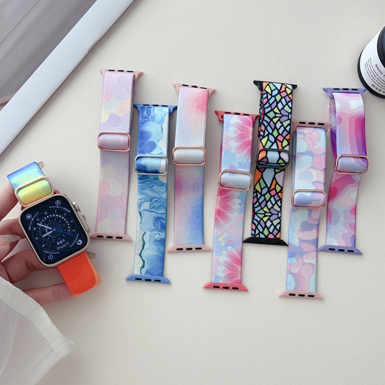 For Apple Watch Ultra 49mm Painted Pattern Nylon Replacement Watch Band(Symphony Aurora) - Watch Bands by PMC Jewellery | Online Shopping South Africa | PMC Jewellery | Buy Now Pay Later Mobicred