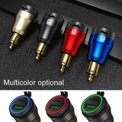 Motorcycle European-style Small-caliber Aluminum Alloy QC 3.0 + PD Fast Charge USB Charger, Shell Color:Red(Blue Light) - Battery Charger by PMC Jewellery | Online Shopping South Africa | PMC Jewellery | Buy Now Pay Later Mobicred