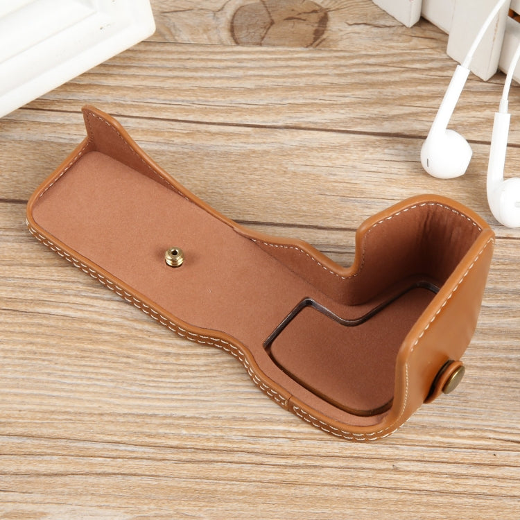 For Canon EOS R8 1/4 inch Thread PU Leather Camera Half Case Base(Brown) - Half Case by PMC TechLife | Online Shopping South Africa | PMC TechLife | Buy Now Pay Later Mobicred