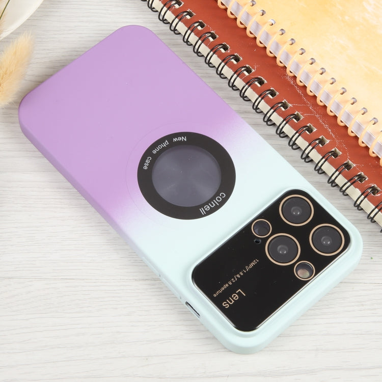 For iPhone 14 Plus Gradient Silicone Shockproof Magsafe Phone Case with Lens Film(White Purple) - iPhone 14 Plus Cases by PMC Jewellery | Online Shopping South Africa | PMC Jewellery