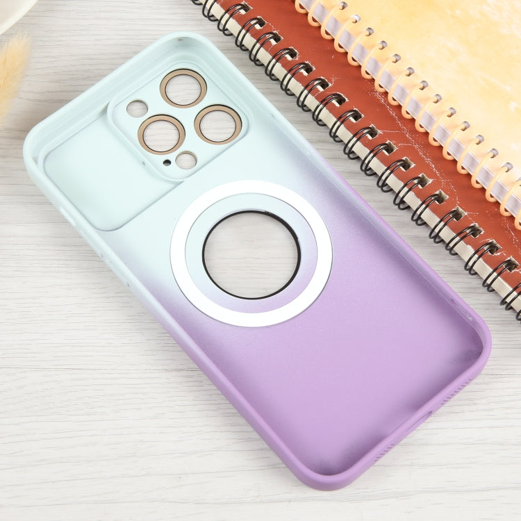 For iPhone 14 Plus Gradient Silicone Shockproof Magsafe Phone Case with Lens Film(White Purple) - iPhone 14 Plus Cases by PMC Jewellery | Online Shopping South Africa | PMC Jewellery