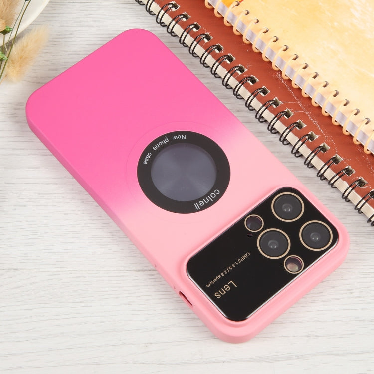 For iPhone 12 Pro Gradient Silicone Shockproof Magsafe Phone Case with Lens Film(Pink Rose) - iPhone 12 / 12 Pro Cases by PMC Jewellery | Online Shopping South Africa | PMC Jewellery