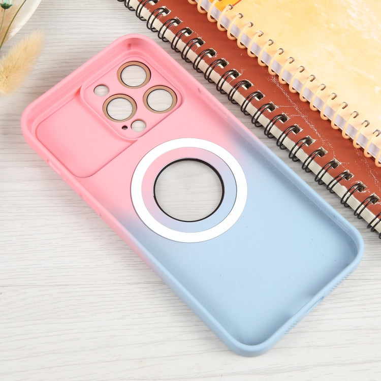 For iPhone 11 Gradient Silicone Shockproof Magsafe Phone Case with Lens Film(Pink Blue) - iPhone 11 Cases by PMC Jewellery | Online Shopping South Africa | PMC Jewellery