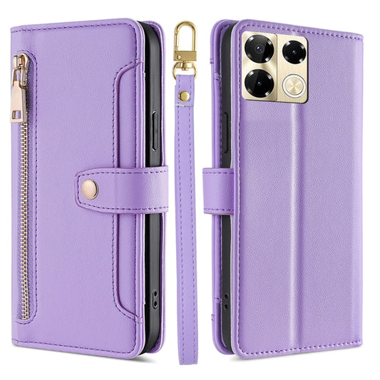 For Infinix Note 40 Pro 5G Sheep Texture Cross-body Zipper Wallet Leather Phone Case(Purple) - Infinix Cases by PMC Jewellery | Online Shopping South Africa | PMC Jewellery | Buy Now Pay Later Mobicred