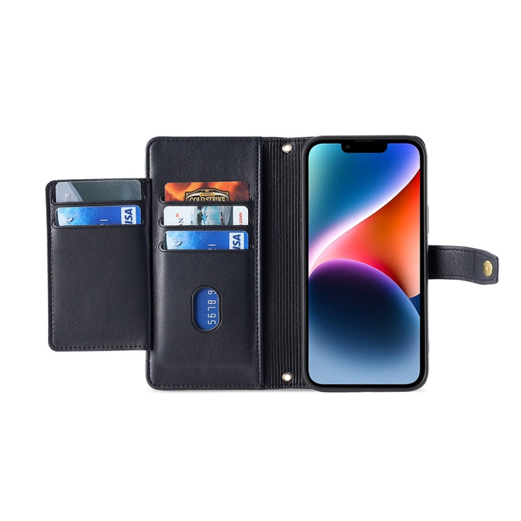 For Sharp Aquos R8 Pro SH-51 Sheep Texture Cross-body Zipper Wallet Leather Phone Case(Black) - More Brand by PMC TechLife | Online Shopping South Africa | PMC TechLife | Buy Now Pay Later Mobicred