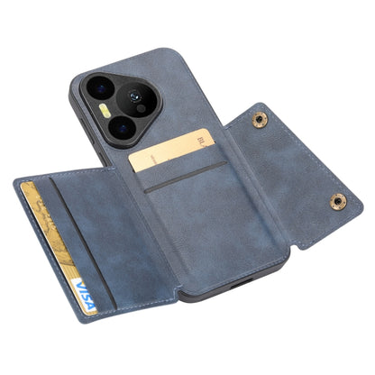 For Huawei Pura 70 Double Buckle Card Slots Magnetic Phone Case(Blue) - Huawei Cases by PMC Jewellery | Online Shopping South Africa | PMC Jewellery | Buy Now Pay Later Mobicred