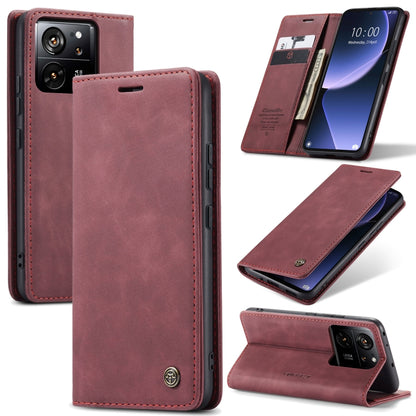 For Xiaomi 13T/13T Pro CaseMe 013 Multifunctional Horizontal Flip Leather Phone Case(Wine Red) - Xiaomi Cases by CaseMe | Online Shopping South Africa | PMC Jewellery | Buy Now Pay Later Mobicred