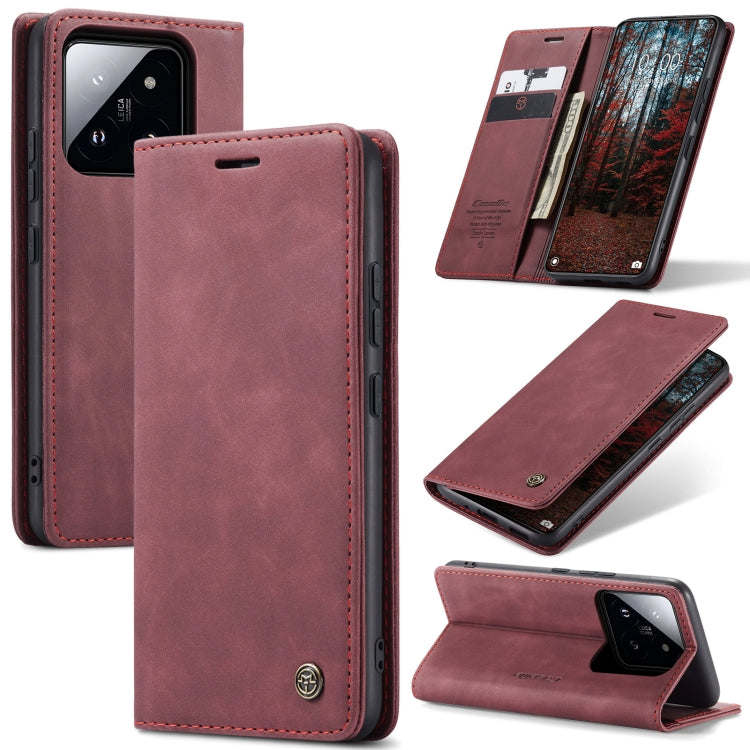 For Xiaomi 14 CaseMe 013 Multifunctional Horizontal Flip Leather Phone Case(Wine Red) - 14 Cases by CaseMe | Online Shopping South Africa | PMC Jewellery | Buy Now Pay Later Mobicred