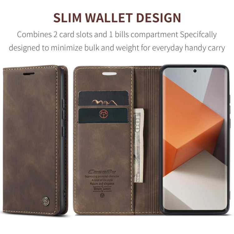 For Xiaomi Redmi Note 13 Pro+ CaseMe 013 Multifunctional Horizontal Flip Leather Phone Case(Coffee) - Xiaomi Cases by CaseMe | Online Shopping South Africa | PMC Jewellery | Buy Now Pay Later Mobicred