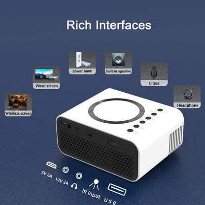 T300S 320x240 24ANSI Lumens Mini LCD Projector Supports Wired & Wireless Same Screen, Specification:EU Plug(White) - Mini Projector by PMC Jewellery | Online Shopping South Africa | PMC Jewellery | Buy Now Pay Later Mobicred