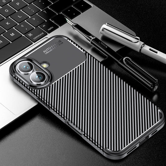 For iPhone 16 Plus Carbon Fiber Texture Shockproof TPU Phone Case(Black) - iPhone 16 Plus Cases by PMC Jewellery | Online Shopping South Africa | PMC Jewellery | Buy Now Pay Later Mobicred