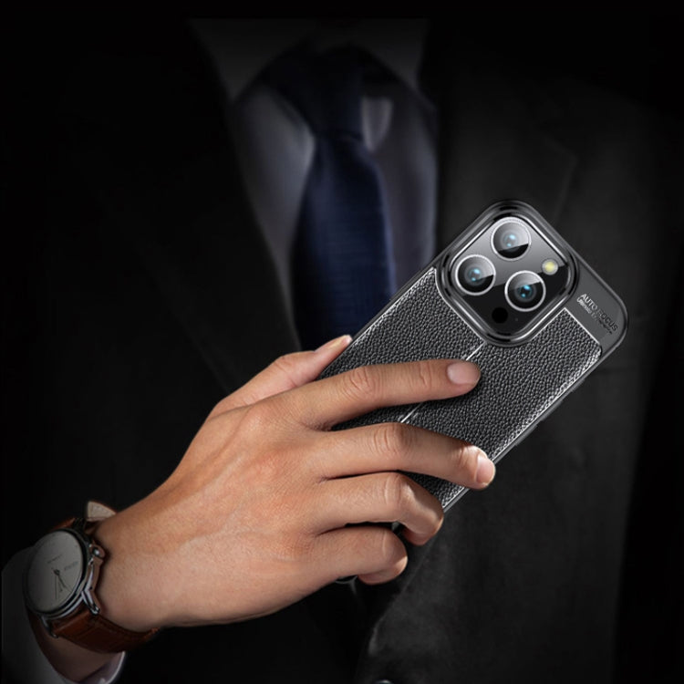 For iPhone 16 Pro Litchi Texture Shockproof TPU Phone Case(Blue) - iPhone 16 Pro Cases by PMC TechLife | Online Shopping South Africa | PMC TechLife | Buy Now Pay Later Mobicred