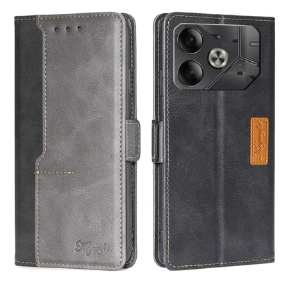 For Tecno Pova 6 5G Contrast Color Side Buckle Leather Phone Case(Black + Grey) - Tecno Cases by PMC Jewellery | Online Shopping South Africa | PMC Jewellery | Buy Now Pay Later Mobicred