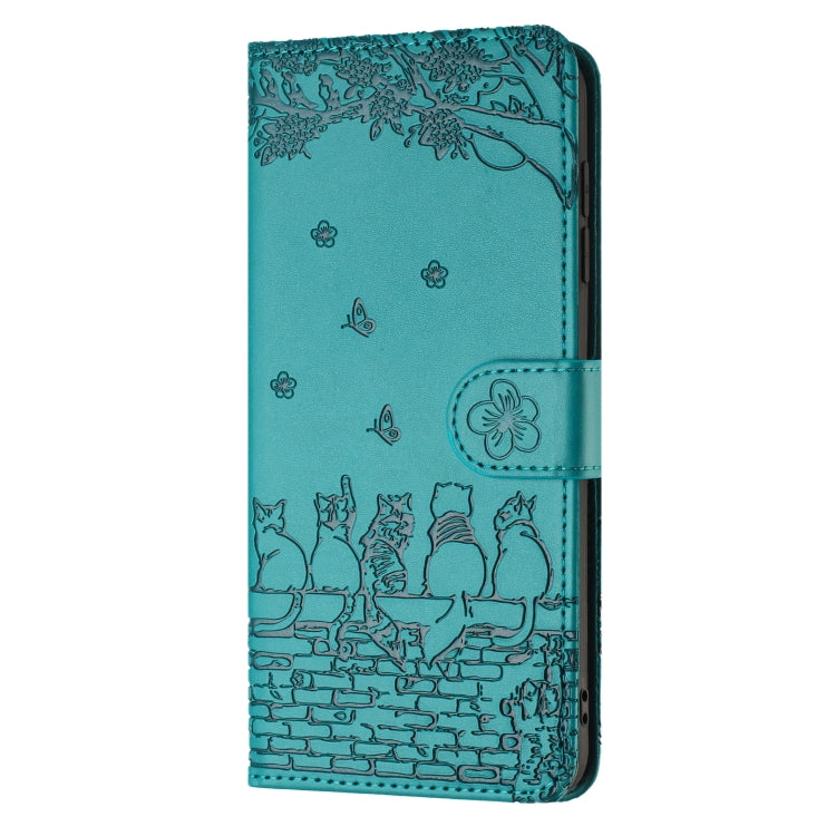 For iPhone SE 2024 Cat Embossing Pattern Leather Phone Case with Lanyard(Blue) - More iPhone Cases by PMC Jewellery | Online Shopping South Africa | PMC Jewellery | Buy Now Pay Later Mobicred