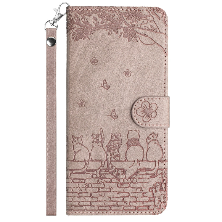 For iPhone 16 Plus Cat Embossing Pattern Leather Phone Case with Lanyard(Grey) - iPhone 16 Plus Cases by PMC Jewellery | Online Shopping South Africa | PMC Jewellery | Buy Now Pay Later Mobicred