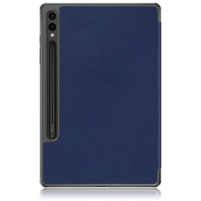 For Samsung Galaxy Tab S9+ Custer Pure Color 3-Fold Holder Smart Leather Tablet Case(Dark Blue) - Galaxy Tab S9+ Cases by PMC Jewellery | Online Shopping South Africa | PMC Jewellery | Buy Now Pay Later Mobicred