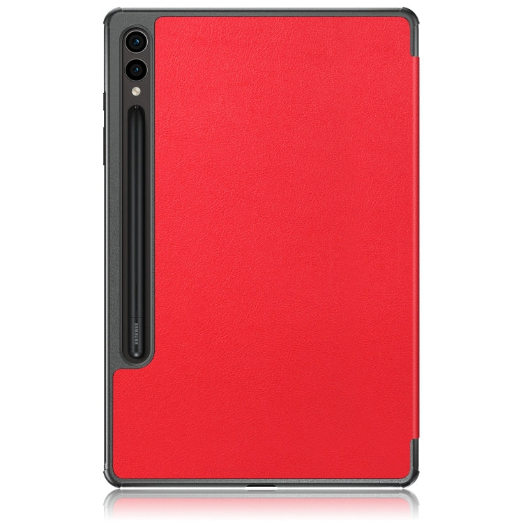 For Samsung Galaxy Tab S9+ Custer Pure Color 3-Fold Holder Smart Leather Tablet Case(Red) - Galaxy Tab S9+ Cases by PMC Jewellery | Online Shopping South Africa | PMC Jewellery | Buy Now Pay Later Mobicred