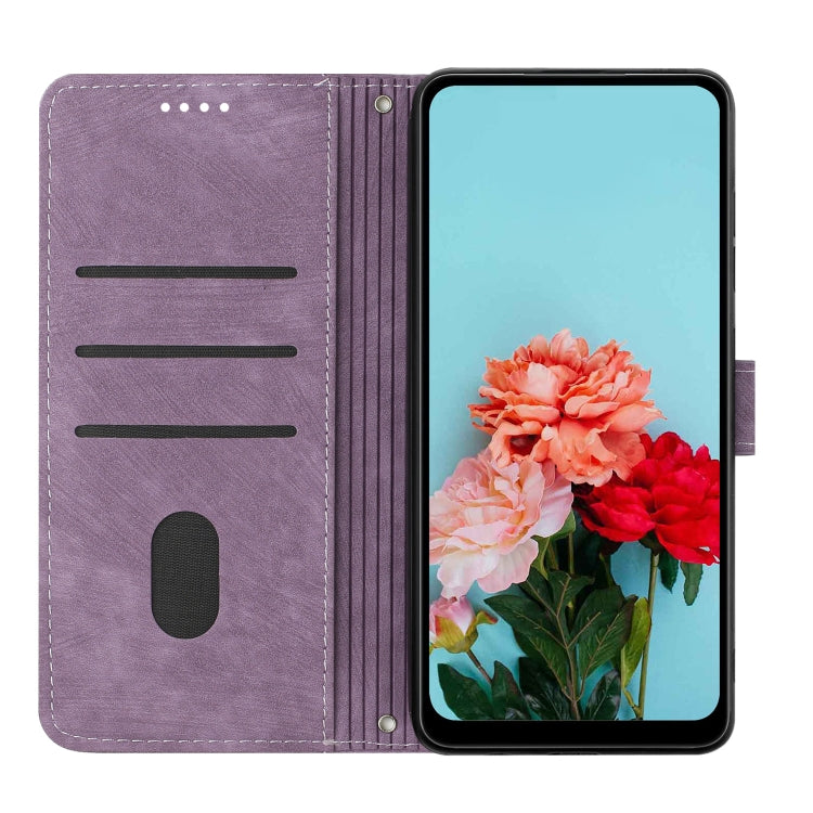 For Infinix Zero 30 4G Skin Feel Stripe Pattern Leather Phone Case with Lanyard(Purple) - Infinix Cases by PMC Jewellery | Online Shopping South Africa | PMC Jewellery | Buy Now Pay Later Mobicred