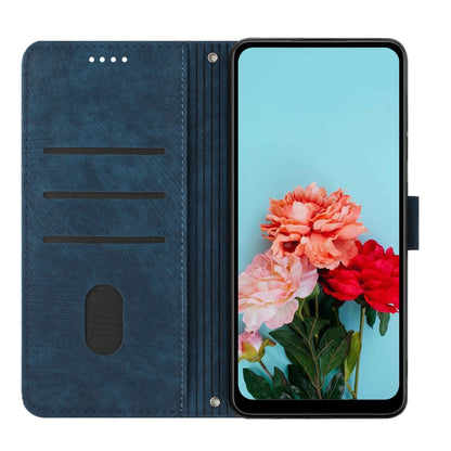 For Infinix Zero 30 5G Skin Feel Stripe Pattern Leather Phone Case with Lanyard(Blue) - Infinix Cases by PMC Jewellery | Online Shopping South Africa | PMC Jewellery | Buy Now Pay Later Mobicred