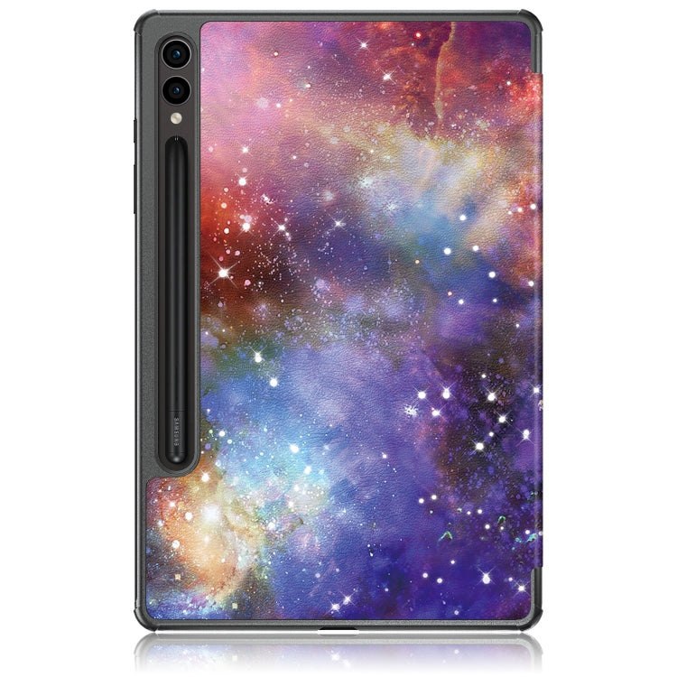 For Samsung Galaxy Tab S9+ Custer Painted 3-Fold Holder Smart Leather Tablet Case(Milky Way) - Galaxy Tab S9+ Cases by PMC Jewellery | Online Shopping South Africa | PMC Jewellery | Buy Now Pay Later Mobicred