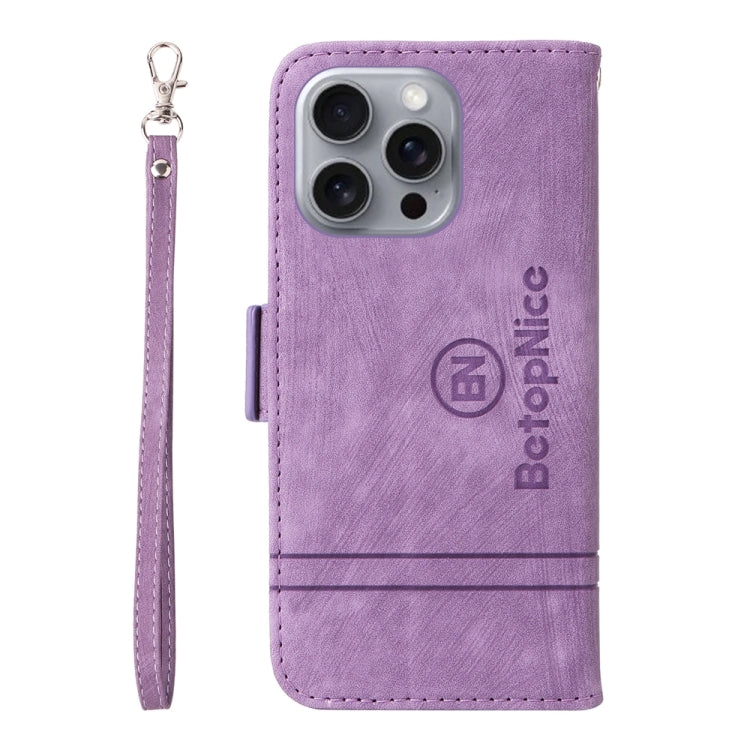 For iPhone 16 Pro Max BETOPNICE Dual-side Buckle Leather Phone Case(Purple) - iPhone 16 Pro Max Cases by BETOPNICE | Online Shopping South Africa | PMC Jewellery | Buy Now Pay Later Mobicred