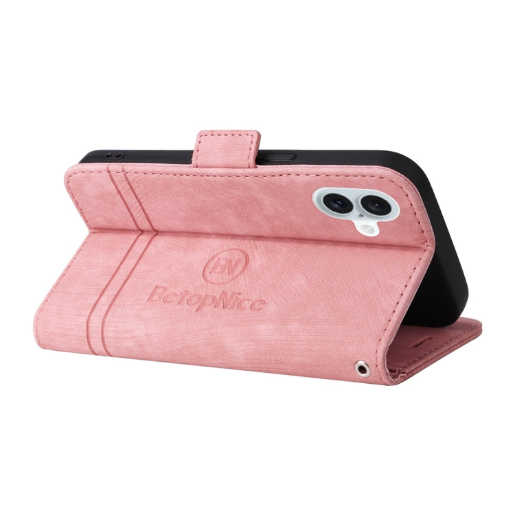 For iPhone 16 Plus BETOPNICE Dual-side Buckle Leather Phone Case(Pink) - iPhone 16 Plus Cases by BETOPNICE | Online Shopping South Africa | PMC Jewellery | Buy Now Pay Later Mobicred