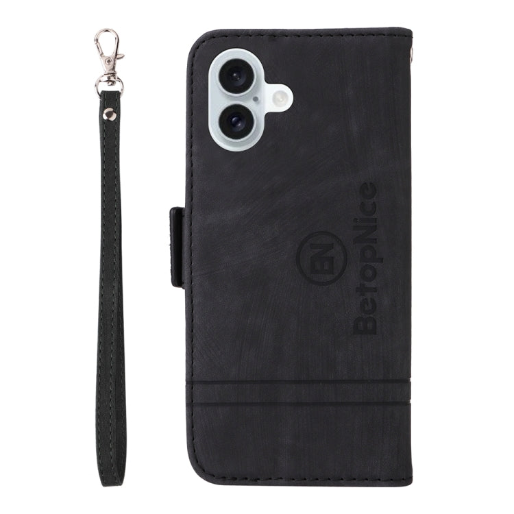 For iPhone 16 Plus BETOPNICE Dual-side Buckle Leather Phone Case(Black) - iPhone 16 Plus Cases by BETOPNICE | Online Shopping South Africa | PMC Jewellery | Buy Now Pay Later Mobicred