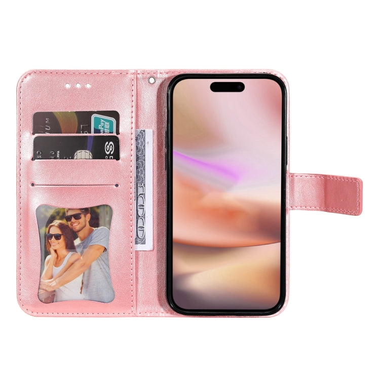 For iPhone 16 Plus 7-petal Flowers Embossing Leather Phone Case(Rose Gold) - iPhone 16 Plus Cases by PMC TechLife | Online Shopping South Africa | PMC TechLife | Buy Now Pay Later Mobicred