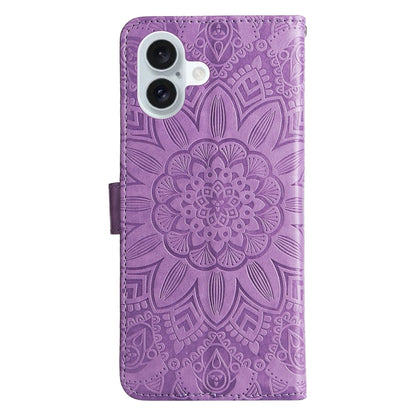 For iPhone 16 Plus Embossed Sunflower Leather Phone Case(Purple) - iPhone 16 Plus Cases by PMC Jewellery | Online Shopping South Africa | PMC Jewellery | Buy Now Pay Later Mobicred