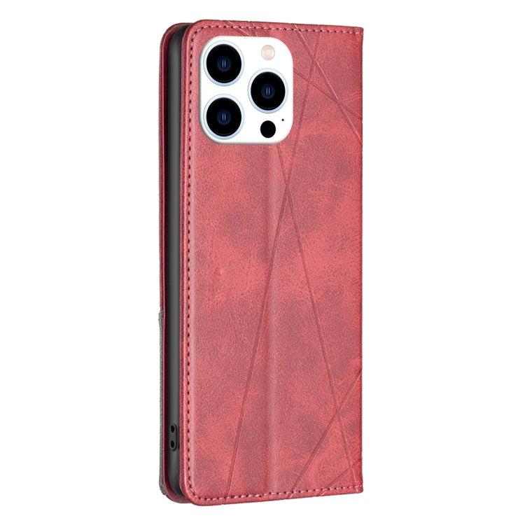 For iPhone 16 Pro Rhombus Texture Magnetic Leather Phone Case(Red) - free shipping - PMC TechLife - Order now!