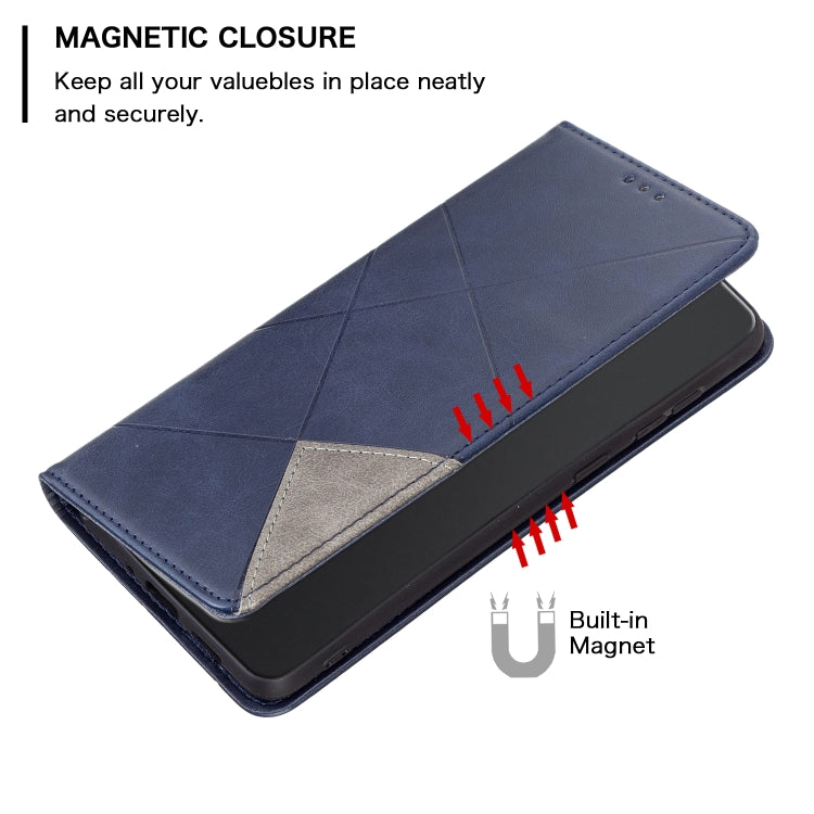 For iPhone 16 Pro Rhombus Texture Magnetic Leather Phone Case(Blue) - iPhone 16 Pro Cases by PMC TechLife | Online Shopping South Africa | PMC TechLife | Buy Now Pay Later Mobicred
