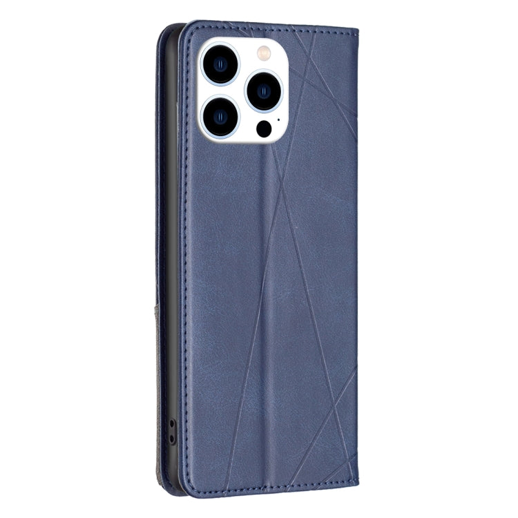 For iPhone 16 Pro Max Rhombus Texture Magnetic Leather Phone Case(Blue) - iPhone 16 Pro Max Cases by PMC TechLife | Online Shopping South Africa | PMC TechLife | Buy Now Pay Later Mobicred